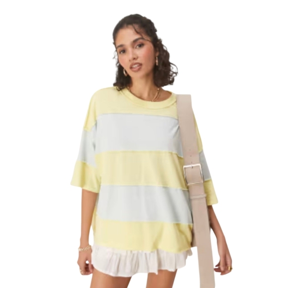 Free People Maddie Oversized Top XS Finch Combo Weekend Layering Essential - Picture 10 of 12